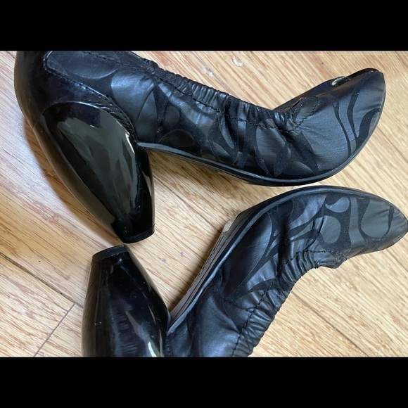 Super cool Jump for Fun Bacardi pumps 7.5 Black Peep toe chunky 3 heel like New - Picture 1 of 15